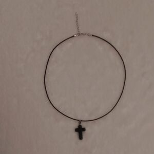 Elegant Black Cross Pendant Necklace